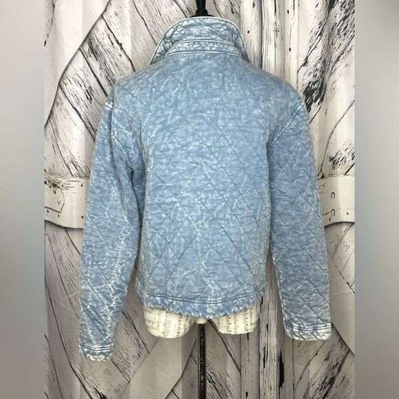 Jane + Delancey Quilted Jacket Distressed Blue S - Picture 3 of 7